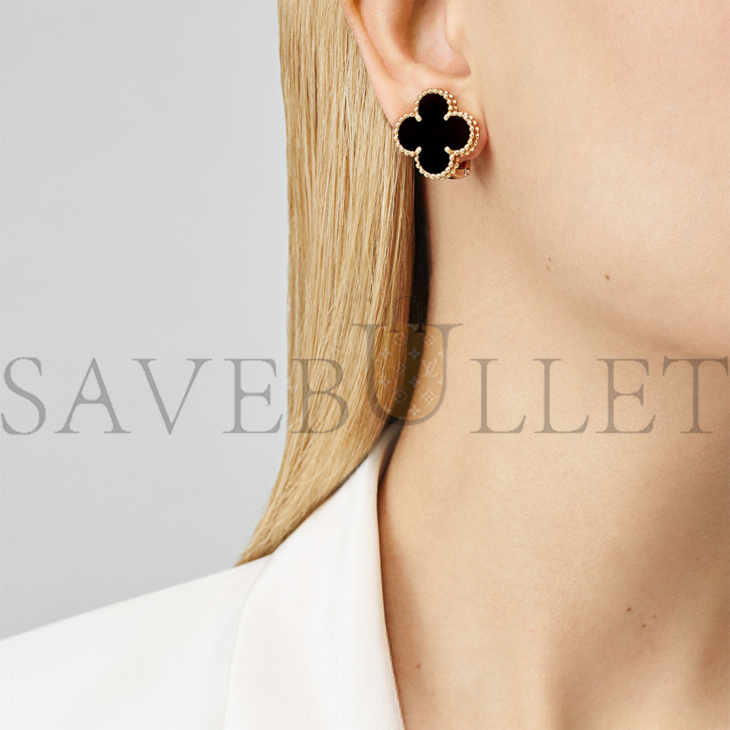 V*N CL*F  arpels magic alhambra earrings - yellow gold, onyx  vcara44300